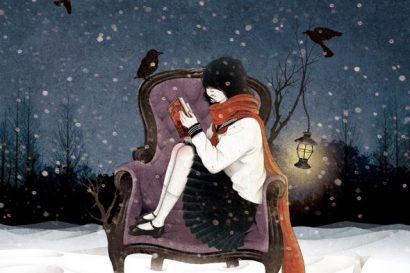 reading in the snow