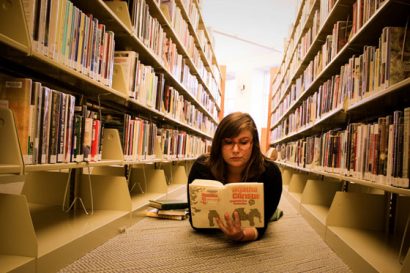 reading in a library