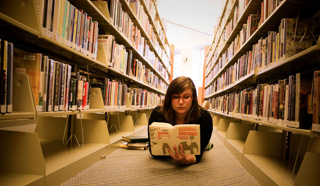 reading in a library